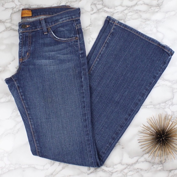 James Denim - James Dark Wash Boot-cut Distressed Denim Jeans